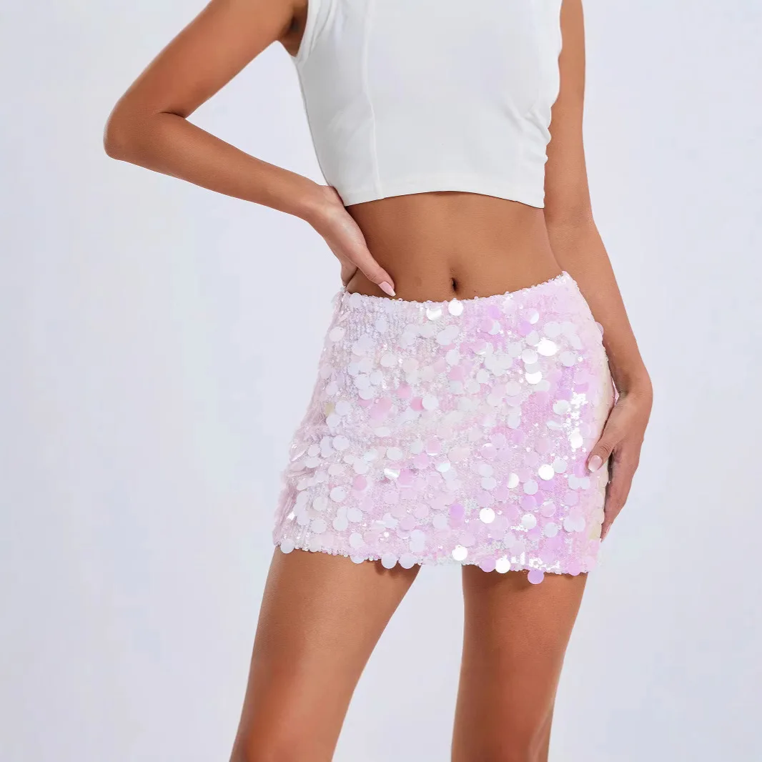 

Women's Sparkly Sequin Fashion Sexy Chic Mini Skirt Mid Rise Slim Bodycon Short Skirt for Party, Work，Festival Costume