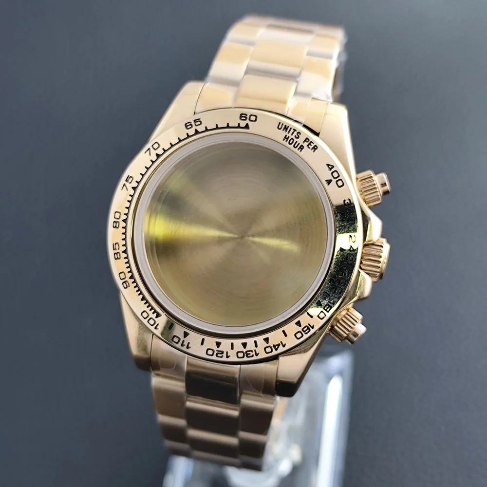 

39mm VK63 Rose gold watch case sapphire glass case VK63 quartz movement stainless steel watch strap watch accessories
