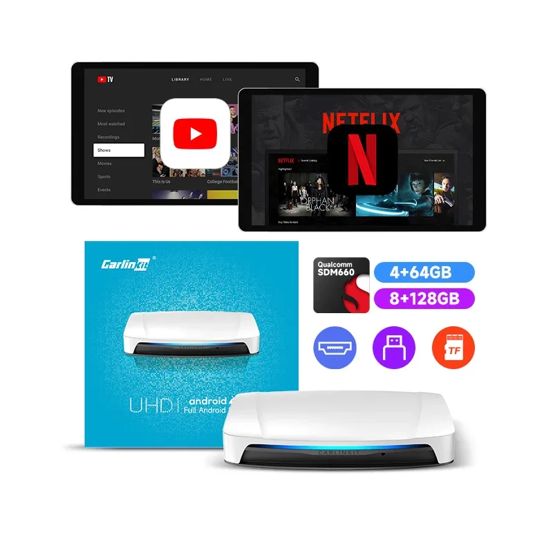 

New Carlinkit Carplay Android 13 Video Adapter 128Gb Wireless Car Play Tbox Uhd Auto Dongle Output Usb Split Screen Ai Box