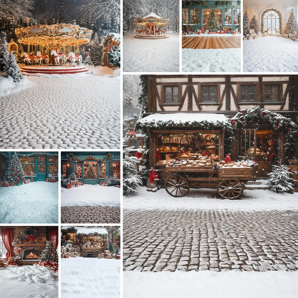 

Photography Background Winter Christmas Indoor Window Snow Xmas Tree Kids Family Portrait Decor Backdrop Photo Studio