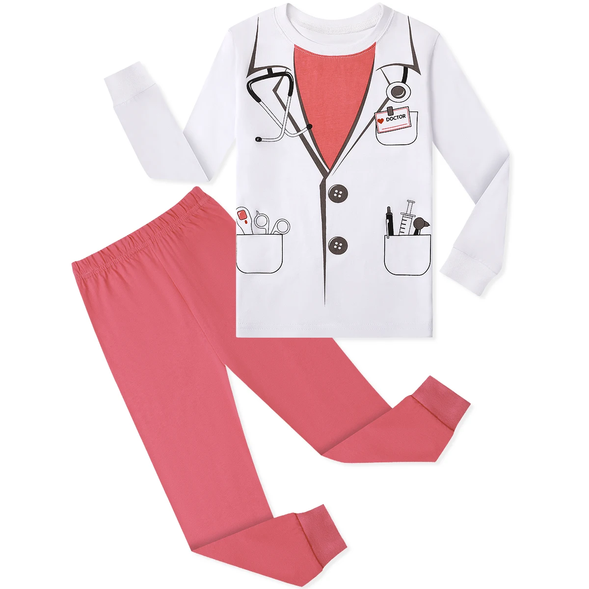 

Пижамы для девочек на Хэллоуин, детский пижамный комплект для косплея доктора, праздничный подарок для малышей, карнавальное нарядное платье, милые новогодние пижамы, 2 шт.