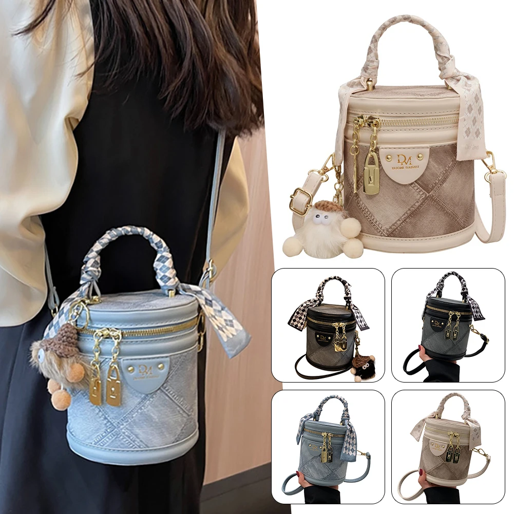 

Fashion Messenger Bag,PU Leather Round Bag Vintage Bucket Handbag,Premium Cross-Body Handbag,Shoulder Crossbody Bag For Women