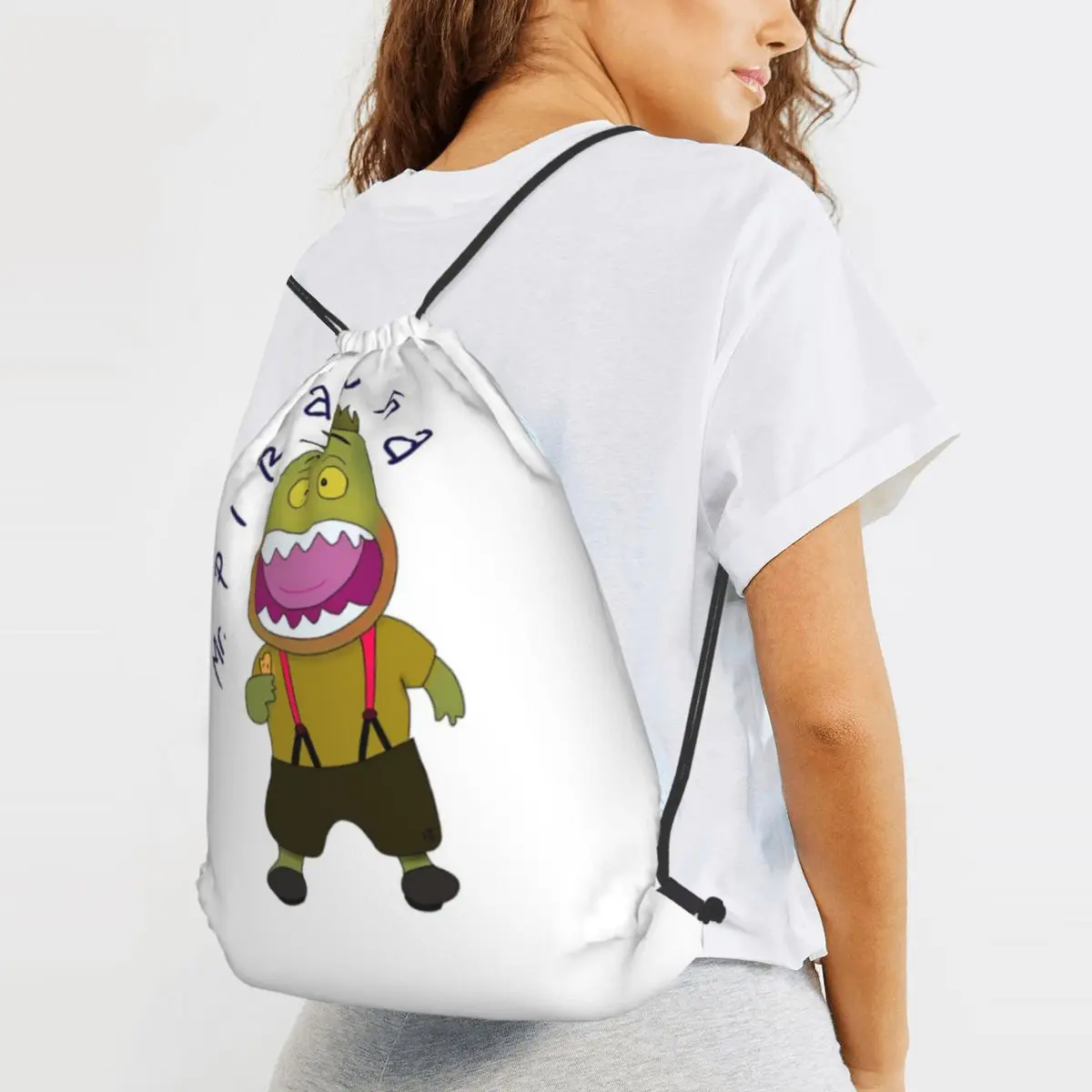 Mr Piranha Bad Guys Movie Backpacks Casual Drawstring Bags Sports Bag Book Bags for Man Woman School