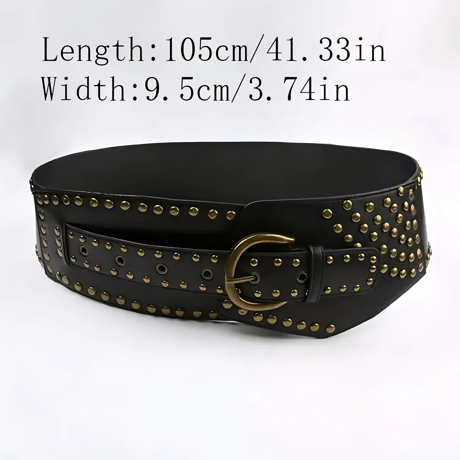 1 Stück breiter Taillenbund für Damen, schicker PU-Ledergürtel mit Retro-Nietengürtel – perfekt für Freizeitkleidung, Hochzeiten, Partys und mehr – Detail 1