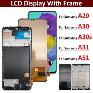 Bilashmart BackShell LCD Display Touch Screen Digitizer Samsung A20 A30 A30s A31 A51 LCD Screen Touch Screen with Frame Digitizer Assembly