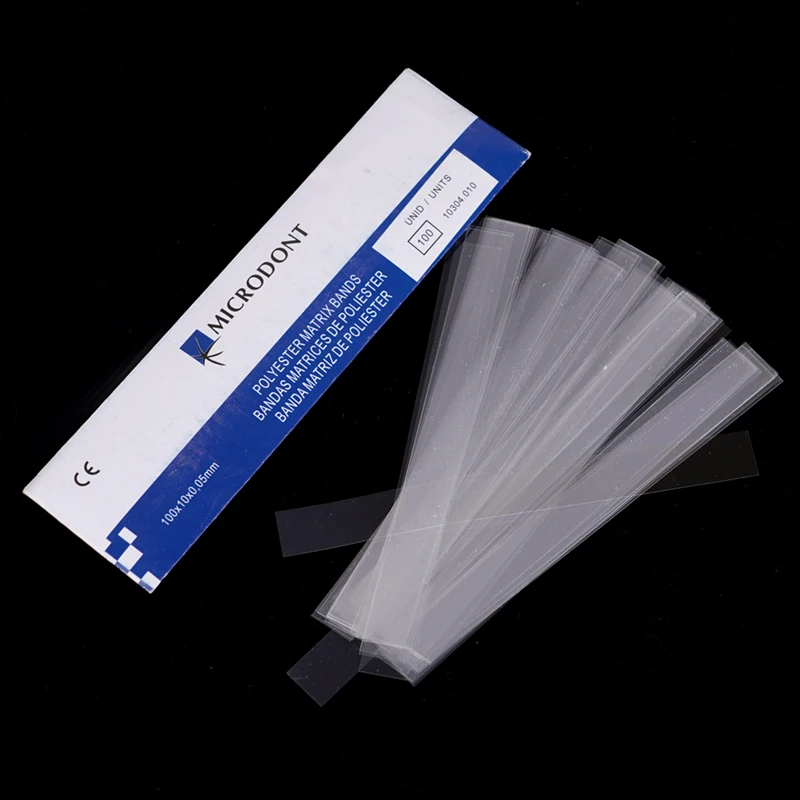 100pcs/box Dental Polyester Matrix Bands Matrices Dental Material Matrices Without Matrix Retainer Transparent Plastic Mold Film