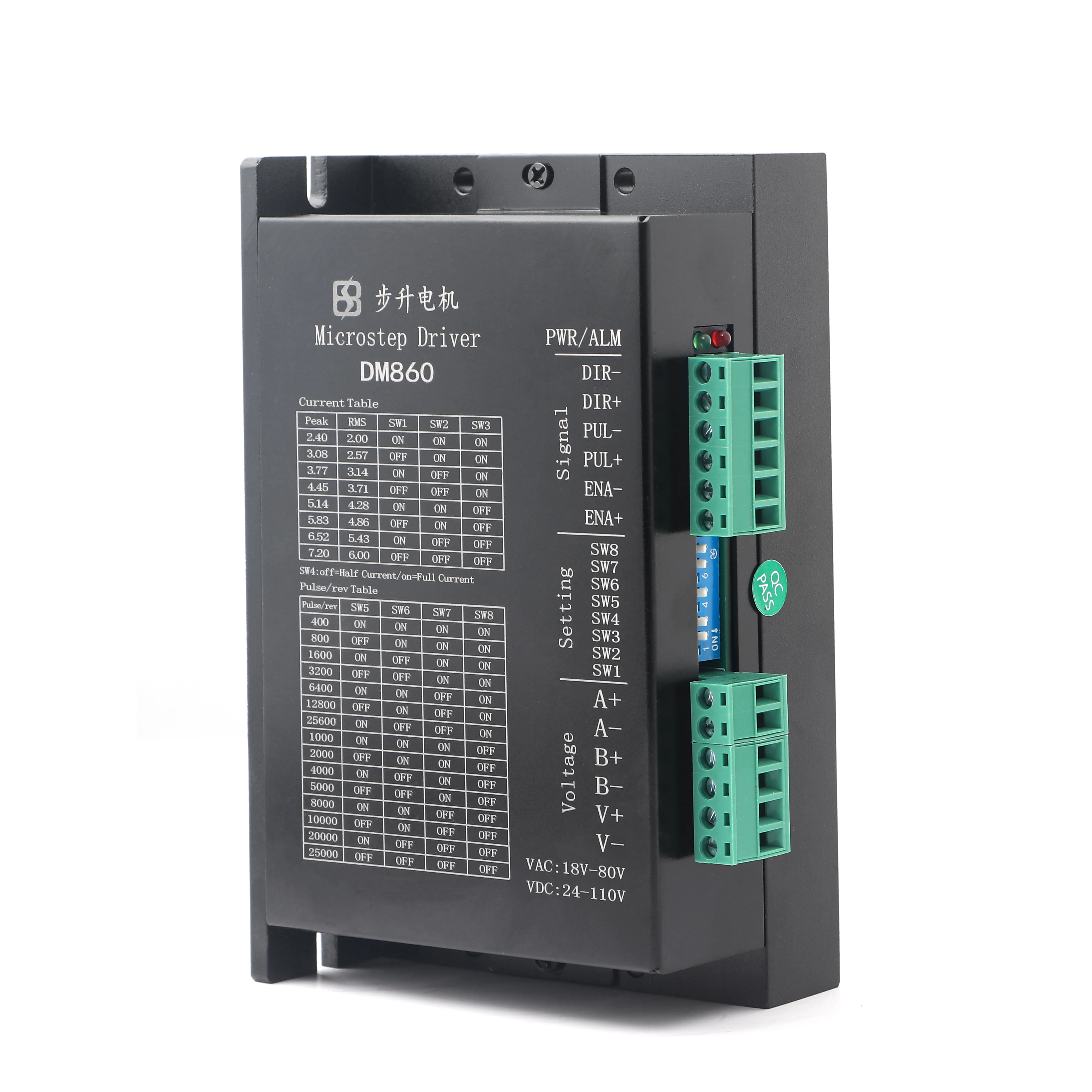

Micro 2-Phase Stepper Driver DM860 Voltage AC18-80V DC24-110V