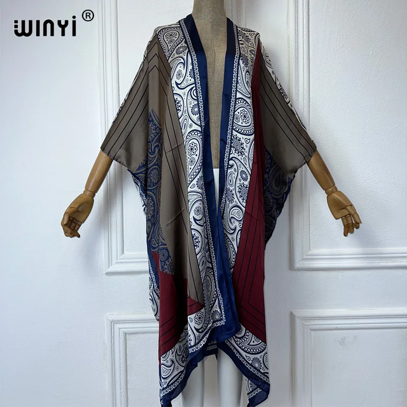 WINYI Women Bohemian print Elegant dress African Cardigans Outerwear For Women Summer Sexy Lady Swimwear Kimonos beach cover up