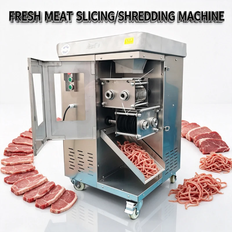 Commercial Fresh Meat Slicing Machine Double Blade Set One Time Forming Meat Shredded Machine