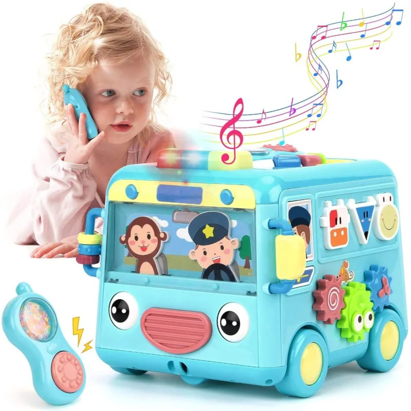 

Kids Educational Toy Bus Dreaming Party Crew Assembly Toy Music And Animal Sound Baby Manual Ability Toolbox Car