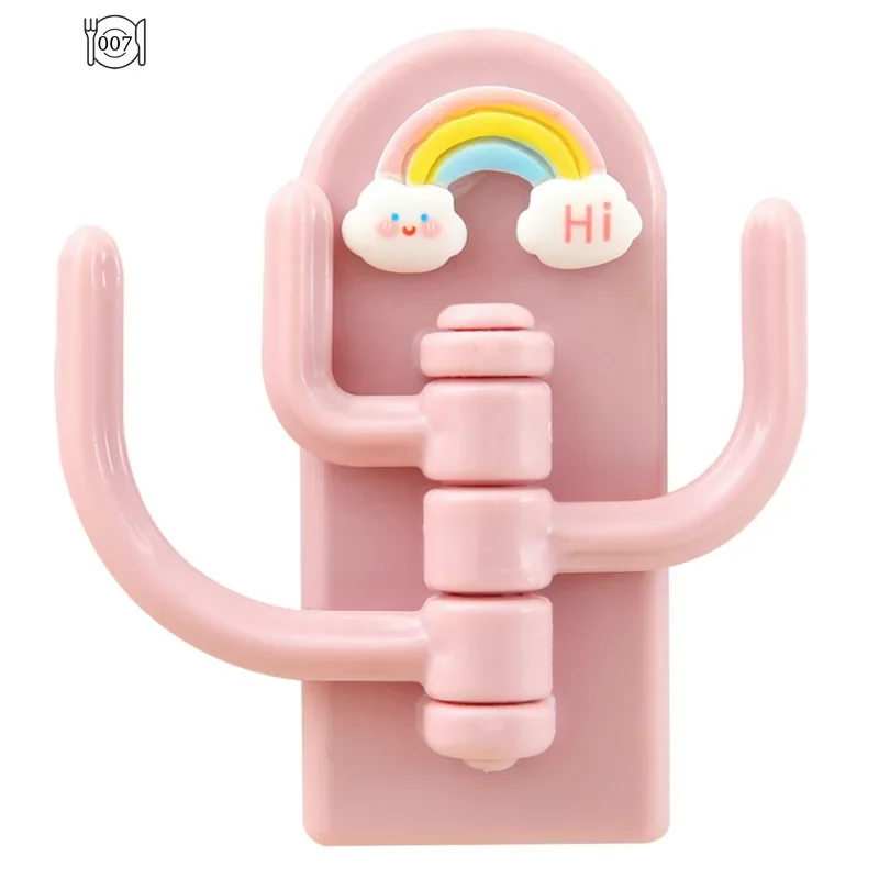 1pc Cute Wall Hooks KeyHolder Door HangingPlastic Self Adhesive WallHanger Cartoon AnimalsHook For Kids Room HomeDecor