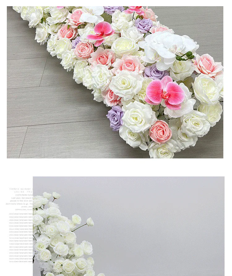 Weiße Serie Luxuriöse Künstliche Hortensien-Rosen-Blumenreihe Dekoration Hochzeitshintergrund Boden-Blumenarrangement Event-Requisiten – Detail 2
