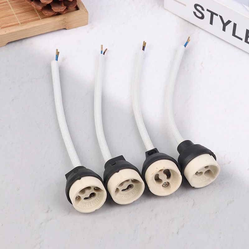 4Pcs Ceramic GU10 Base Socket Adapter Wire Connector Porcelain Halogen GU10 Lamp Holder LampHolder For LED Spot Light Bulb