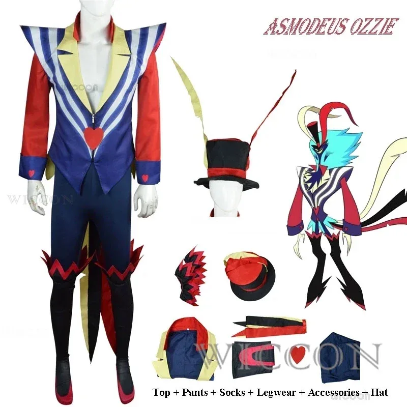 

NewAsmodeus Ozzie Cosplay Costume Helluva King of Lust Boss Halloween Fancy Sexy Helluva Big Daddy Carnival Party Mens Suit2025