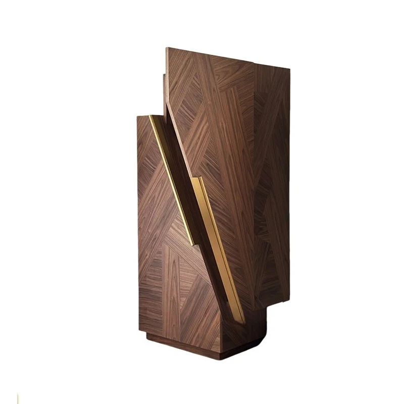 Light luxury high-end household designer locker Modern irregular walnut pattern wine cabinet
