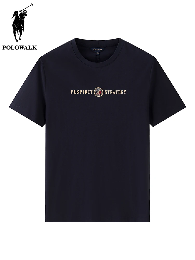 POLO Shirt Men's Letter Embroidered Short Sleeved T-shirt 2024 Summer New Fashion Retro Round Neck Bottom Top Sport T Shirt