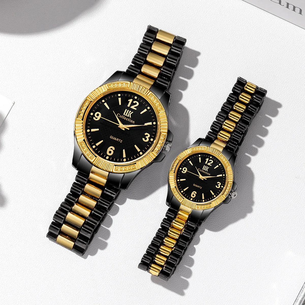 مجموعة ساعات عمل كوارتز بسيطة ، شريط فولاذيّ ، أزياء زوجين ، 2 صيحات