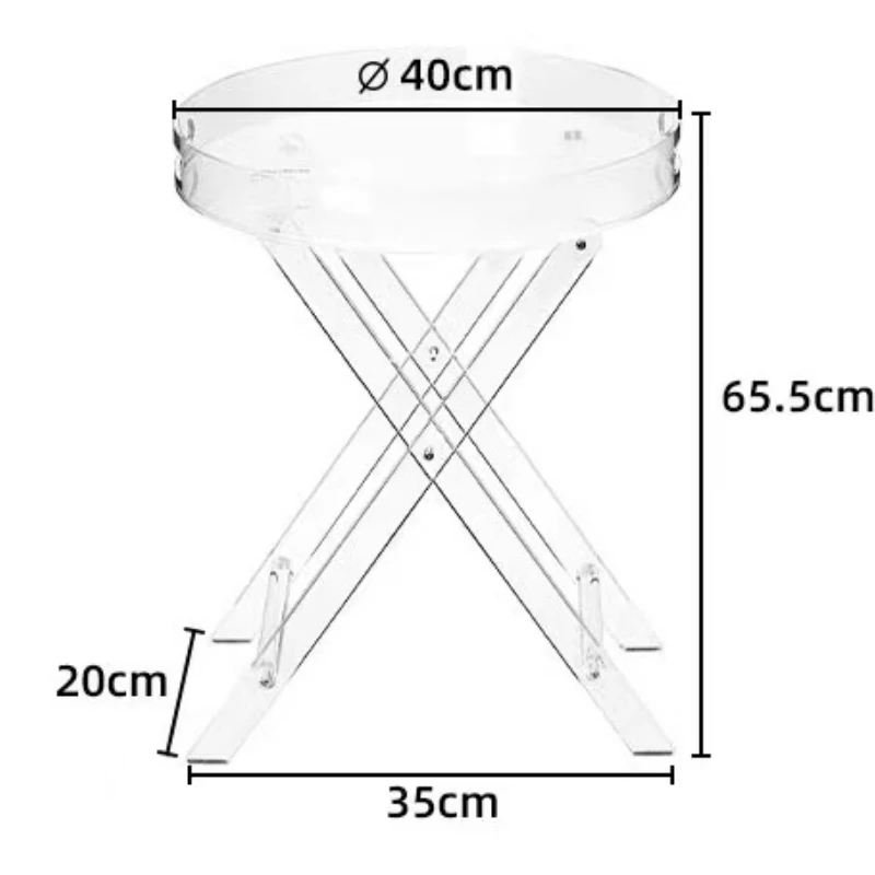 Acrylic Transparent Round Side Table Foldable Minimalist Coffee Table  Portable Balcony Corner Stand Tall Bedside Table