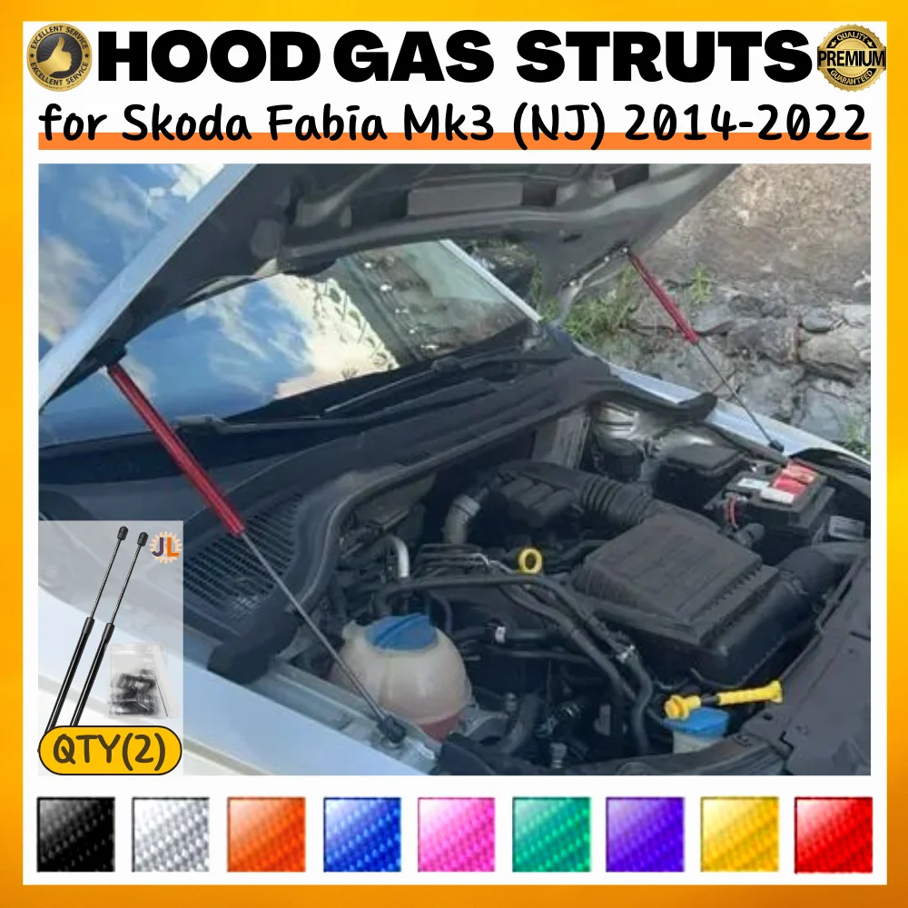 

Qty(2) Hood Struts for Skoda Fabia Mk3 (NJ) 2014-2022 Front Bonnet Modify Gas Springs Shock Absorbers Lift Supports Dampers