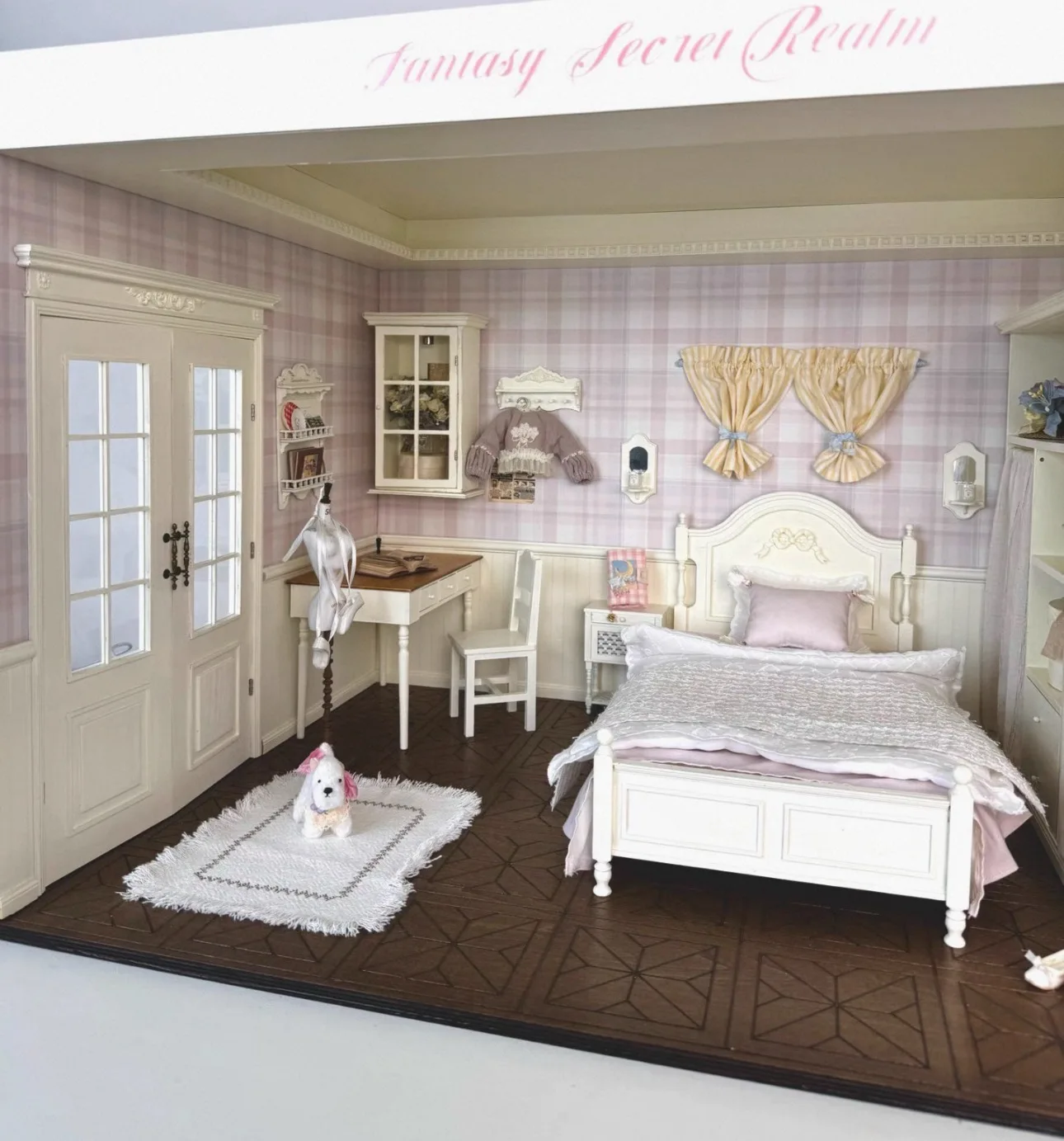 Bjd European Background Board Doll House Retro Diy House Miniature Mini Scene Background Wall Floor-to-ceiling Window Decoration