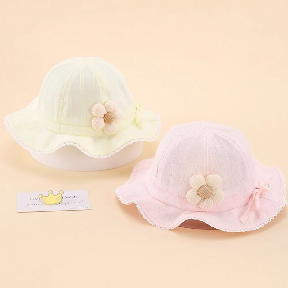 Bonito algodão bebê menina gorro proteção solar respirável chapéu de sol do bebê flor design adorável pescador chapéu primavera outono