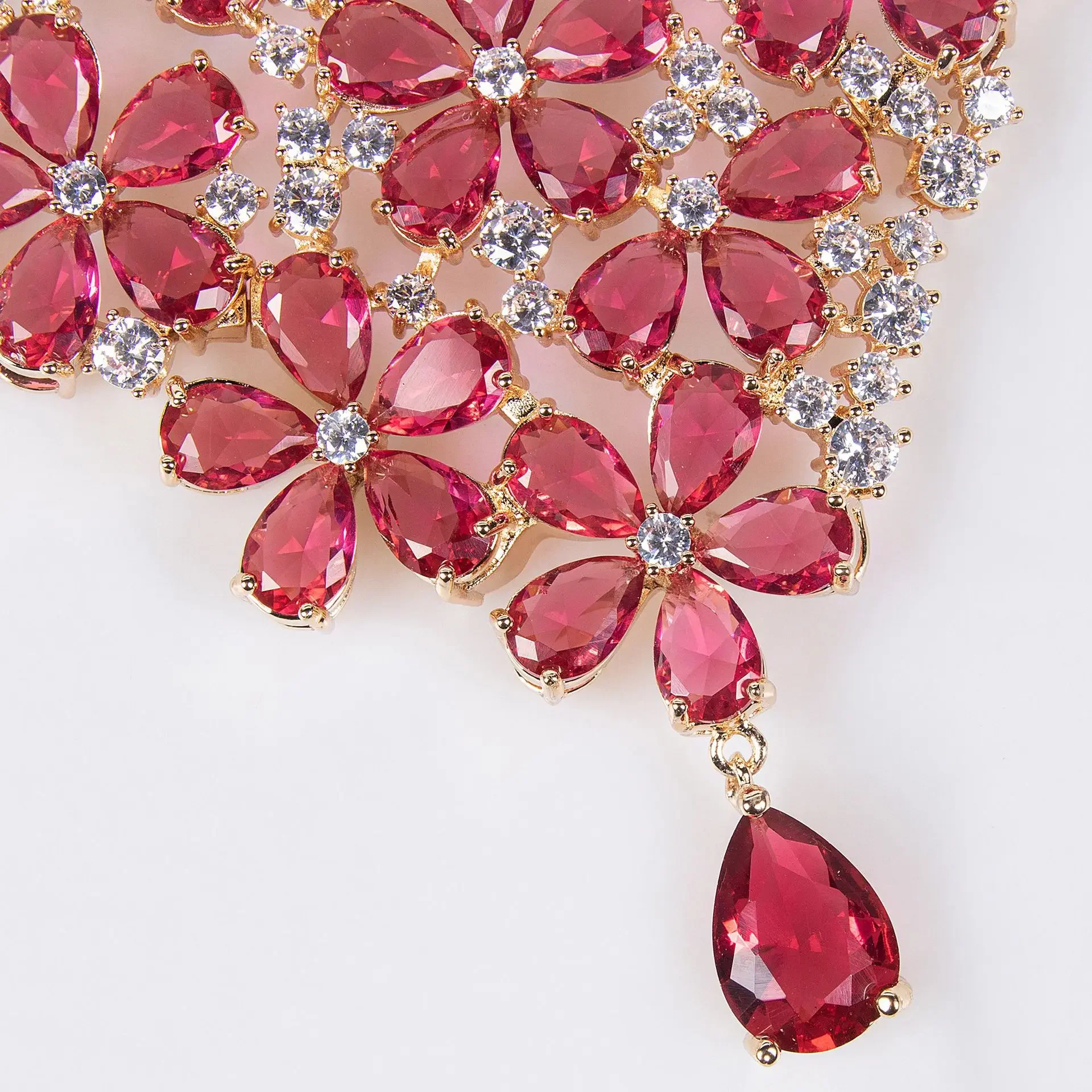 

HIBRIDE New Charm Light Luxury White Flower Necklace Earrings Multicolor Jewelry Set Women Nigeria Wedding Travel Gift S-893