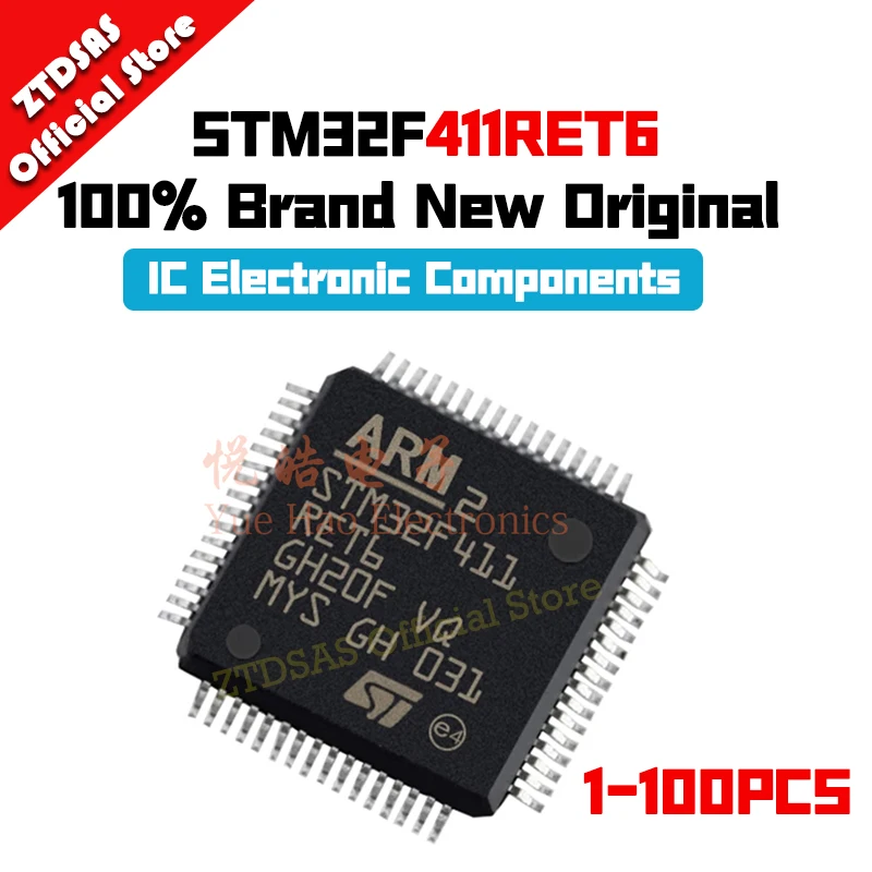 1-100pcs STM32F411RET6 STM STM32 STM32F STM32F411 STM32F411RE IC MCU FLASH LQFP-64