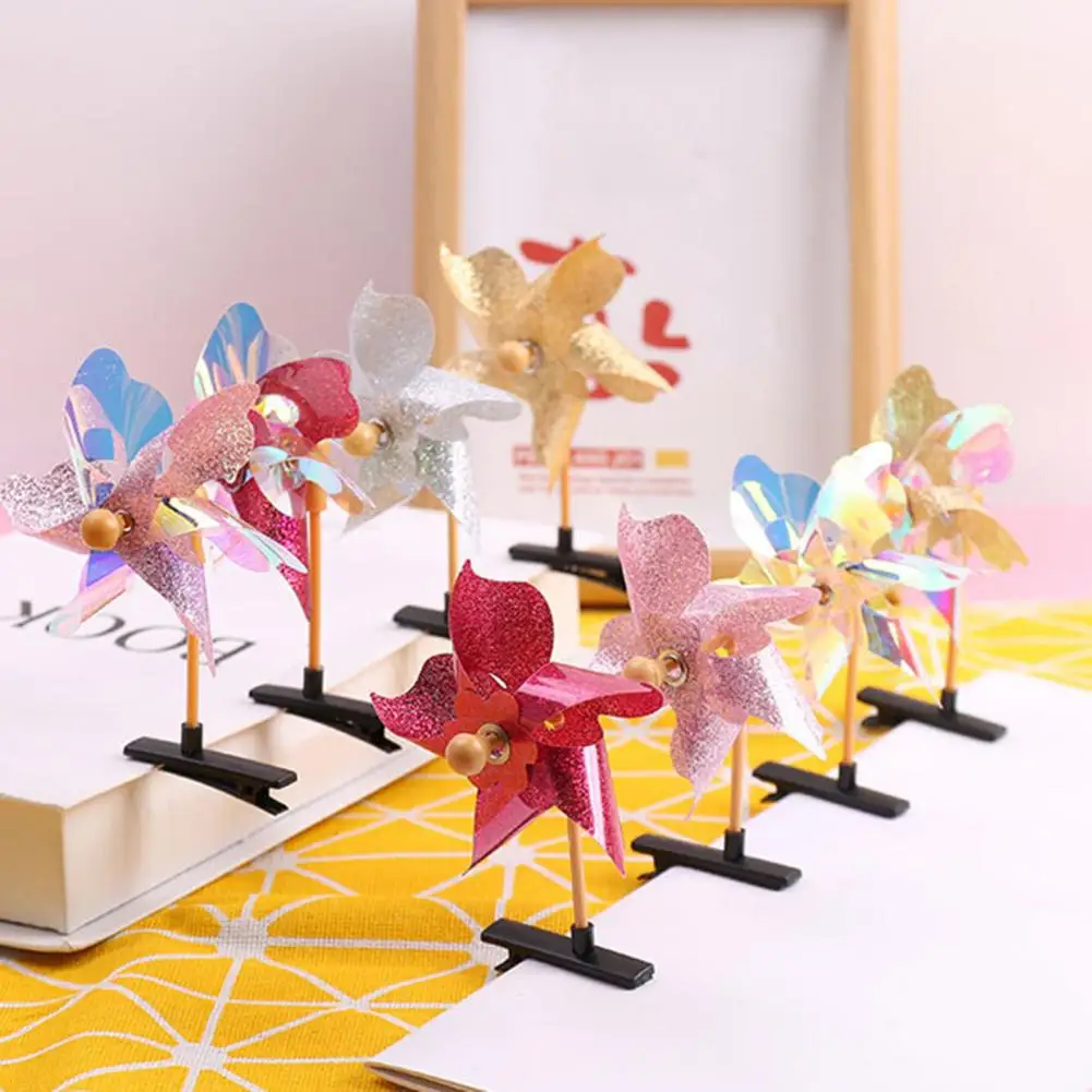 5Pcs Funny Windmill Hair Clip Toy Rotatable Anti-slip Hairstyle Decoration Women Girls Kids Hairpin Barrette