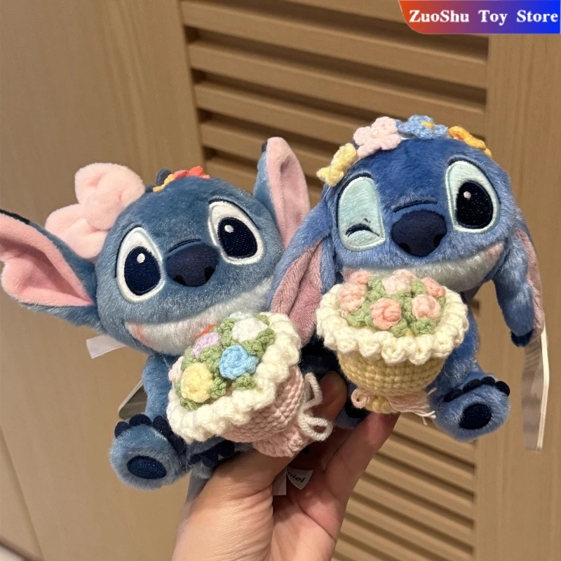 

Original Disney Stitch Flowers Peripherals Plush Keychain Bag Pendant Doll Accessories Decor Plush Doll Surprise Gifts