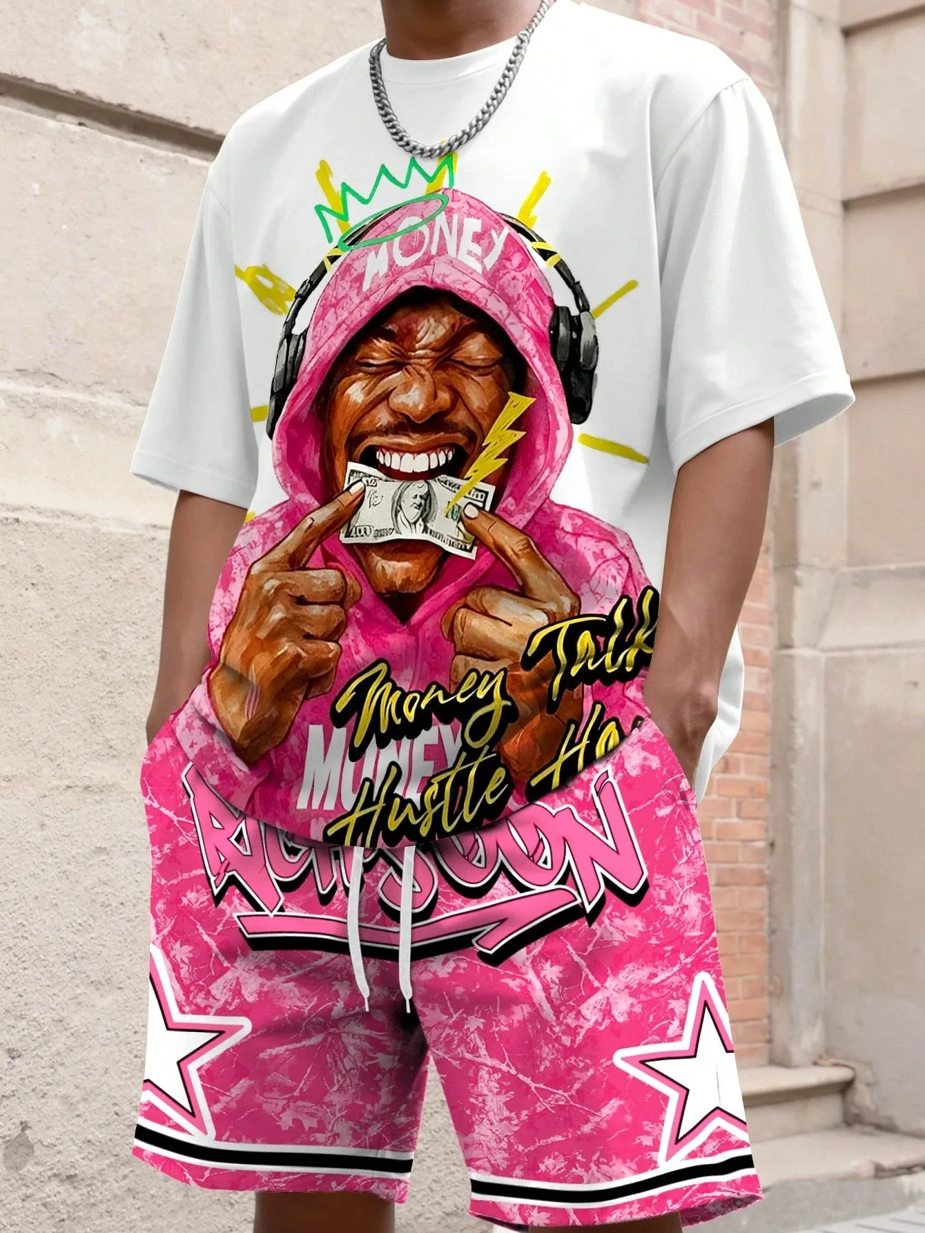 

2026 Summer Men's Suit with 3D Printed Pattern Breathable and Lightweight Casual Roller Skating Hip-Hop Men's Clothing