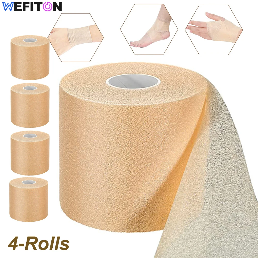 4-Rolls Self Adhesive Bandage Foam Underwrap Athletic Foam Tape Sports Pre Wrap Athletic Tape for Ankles Wrists Hands and Knees