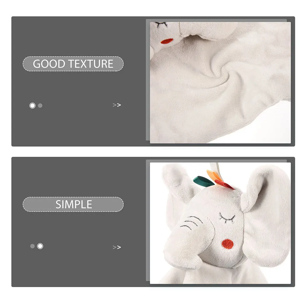2Pcs Infant Soothing Elephant Security Blanket Baby Comforting Snuggle Blanket Sleep Aid Infant Supplies Creative