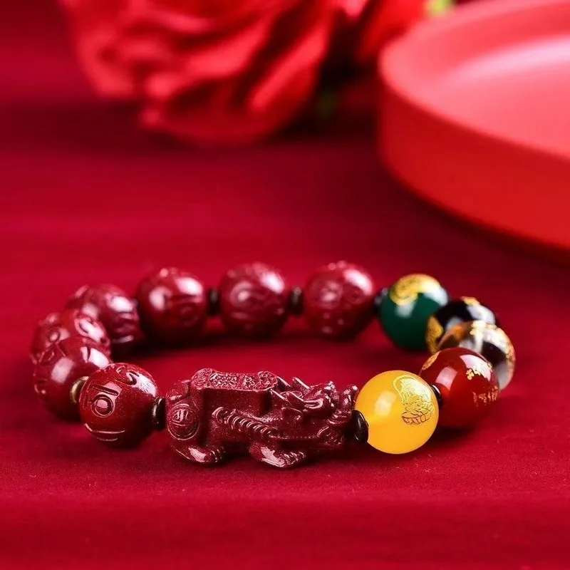 Five-Directional Wealth God Purple Gold Sand , Natural, Unisex, Ruyi And Pixiu Charm Bracelet