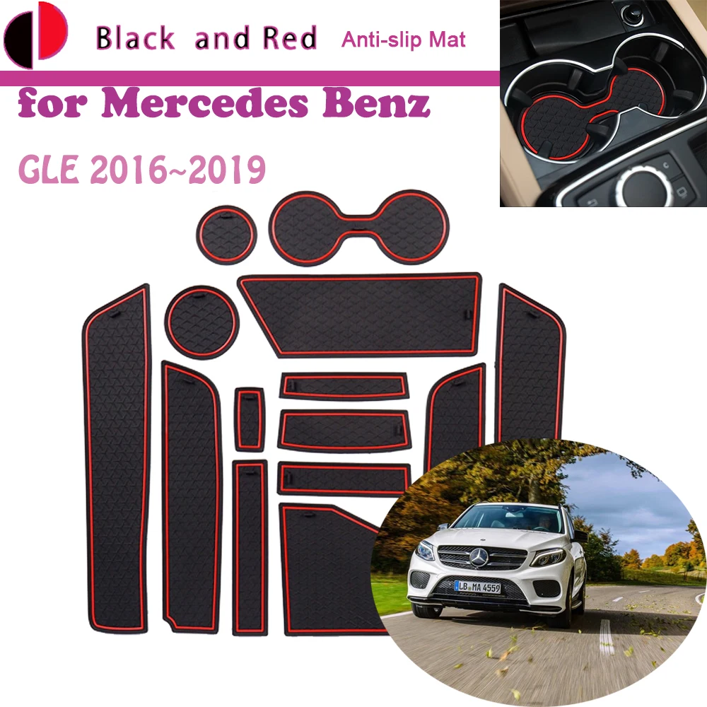 

Rubber Anti-slip Mat Door Groove Cup for Mercedes Benz GLE W166 2016~2019 Pad Cushion Gate Slot Coaster Car Stickers Accessorie