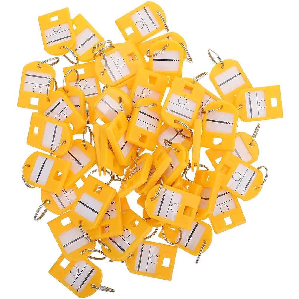 35Pcs Colorful Key Tags with Writeable White Labels Plastic Cover Protection Key Ring Organizer for Luggage Bag Tags Keys USB