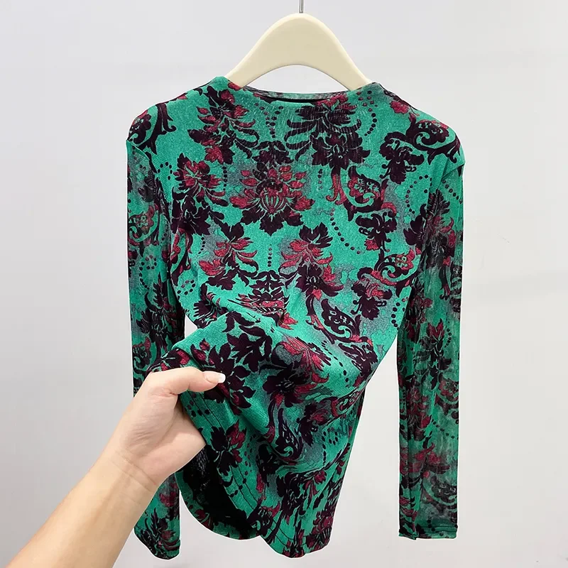 8259 Noble Autumn Trendy Fashionable Mesh Bottoming Top