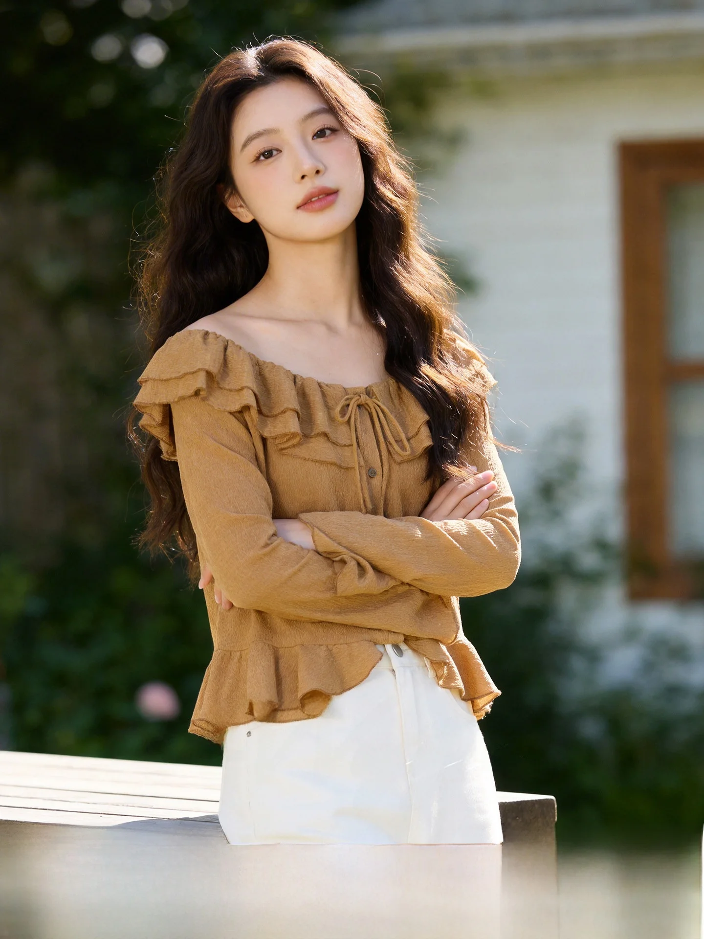 

Шикарная летняя блузка для женщин больших размеров с завязками на талии, плиссированными рукавами, из полиэстера, весна 2026, женский топ