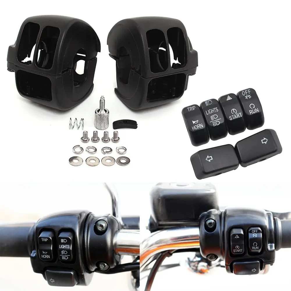 Moto Accessory Handlebar Control Switch Housing Cover Switch Button Cap For Harley treet Bob Softail Fat Boy FLSTF 2012–2017