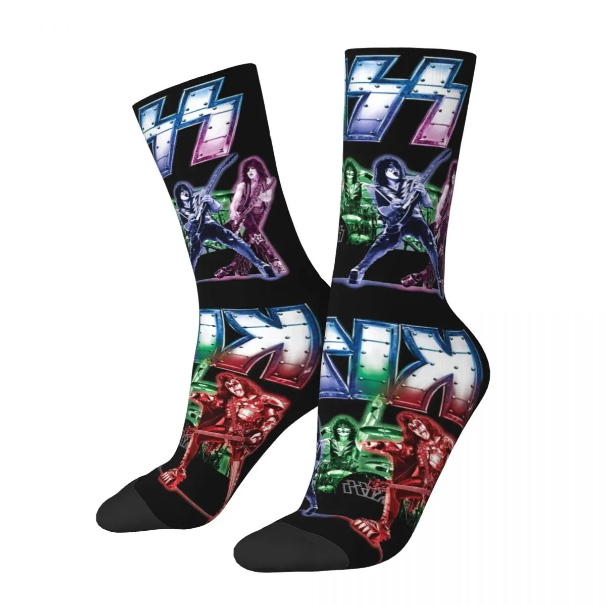 Kiss Rock Band Design Crew Socks Accessories for Women Sweat Absorbing Printing Socks