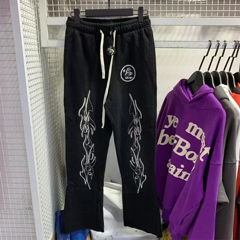 Pantalones con estampado de logotipo para mujer, pantalones de chándal de algodón puro con cordón para correr, conjunto de chándal negro