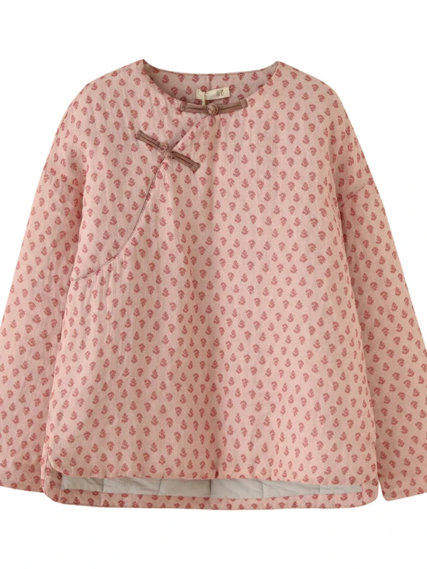 

Круглый хлопковый джерт в стиле ретро, женский зимний китайский свободный крой с принтом, Thiened Long Sve с цветочным узором