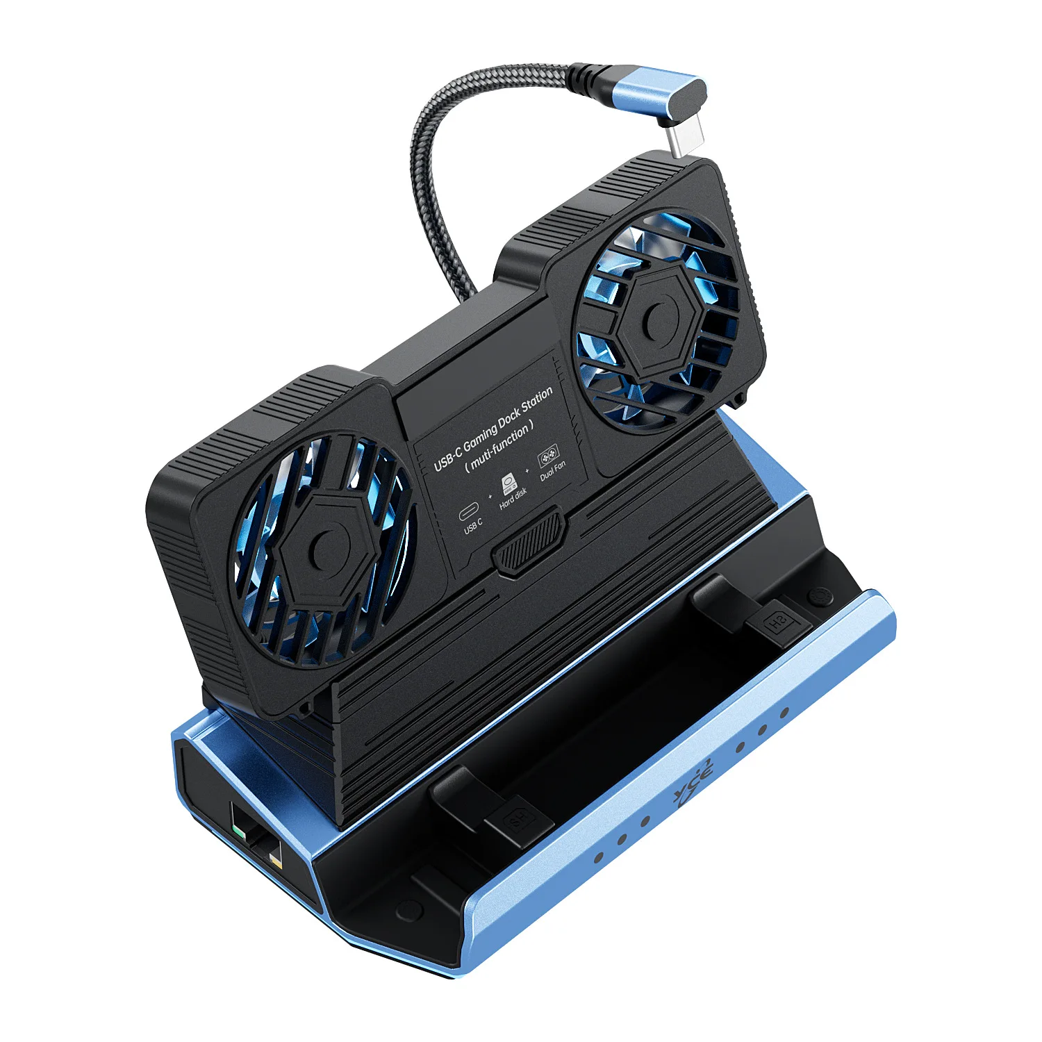 USB-C محطة الألعاب ذات المروحة المزدوجة لعبة ترقية قابلة للإزالة وحدة التحكم قاعدة قوس القرص الصلب USB 2.0/3.0 Type-C PD3.0 100 واط