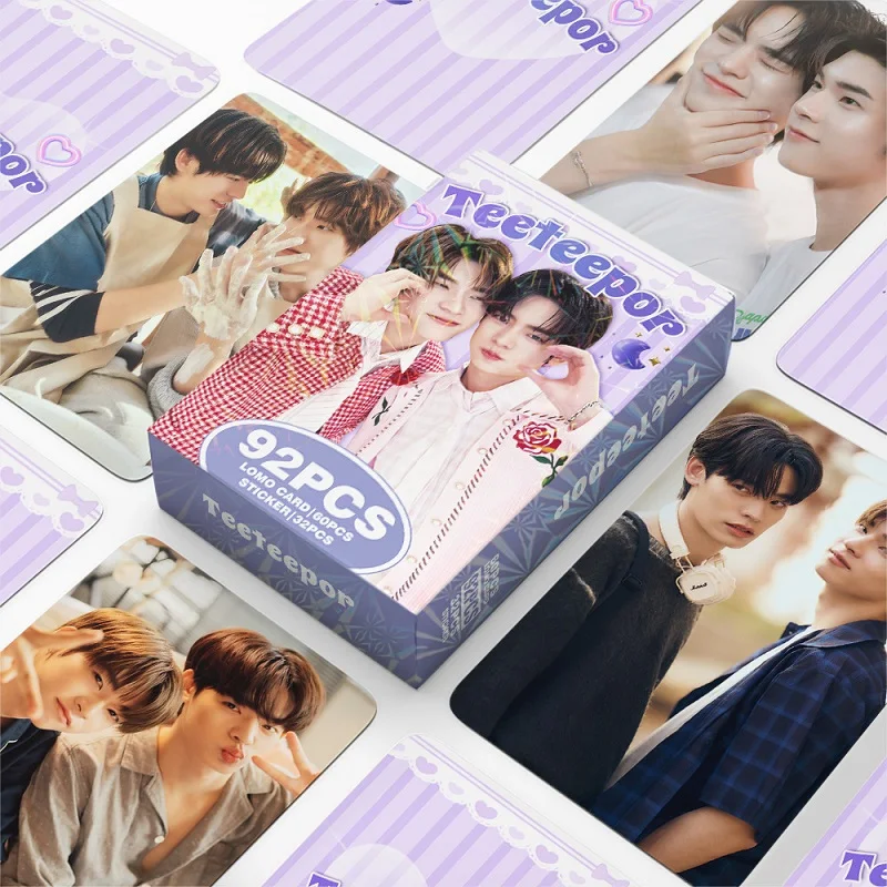 

92Pcs Teeteepor Lomo Card Set 60Pcs Photocards 32Pcs Stickers Thai Star BL Couple Merch Fans Collection Gift