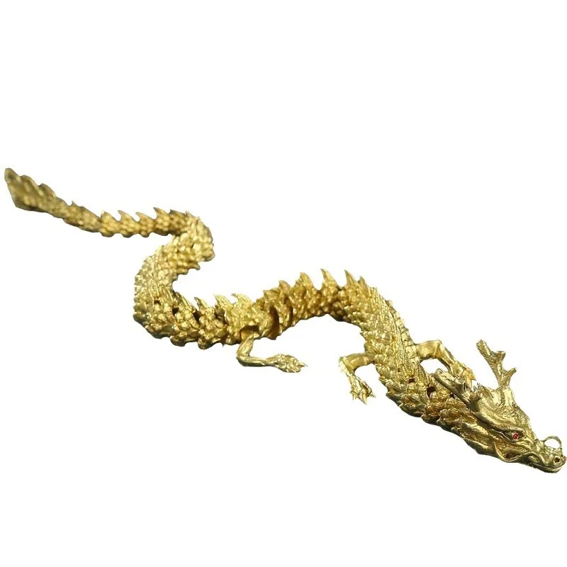 Alloy Five Claw Golden Dragon Ornaments Can Move Chinese Loong Handlebars Home Office Desktop Decorations