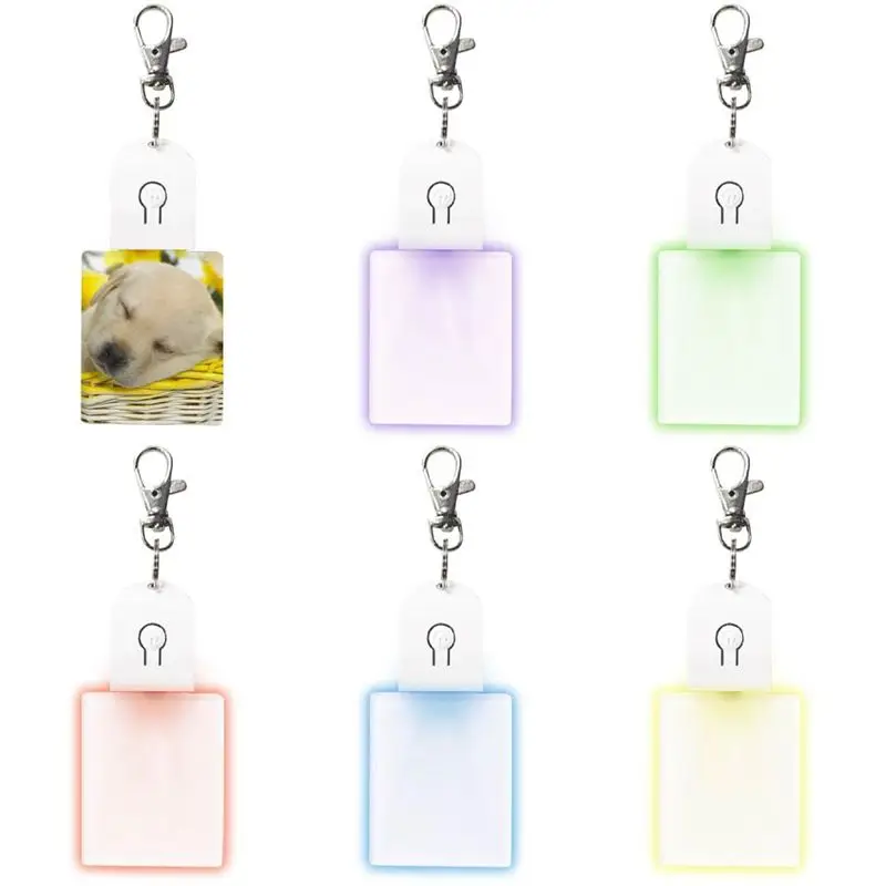 

ABJI-6 Pcs Sublimation Blank Keychains Heat Transfer Printing LED Acrylic Keychains Lighted Keyrings Pendant, Durable Rectangula