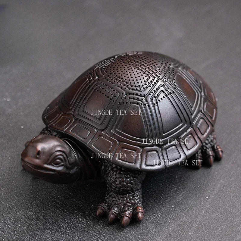 Purple Pottery Turtle Tea Strainer Integrated Tea Filter for Raising Longlived Turtles Chinese Animal Tea Pet Desktop Decoration