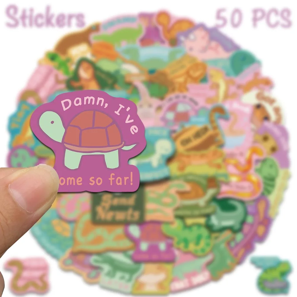 Picture 4: 50pcs Cartoon Reptile Stickers Kawaii Cute Animals Decals For Laptop Scrapbook Backpack Envelope Magazine DIY Graffiti Stickers