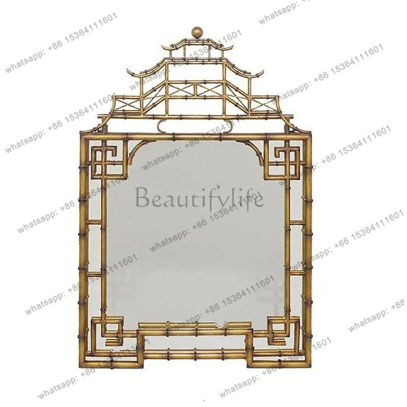 

13Special-Shaped Pagoda New Chinese Architectural Element Style Decorative Wall-Mounted Entrance Wall Hanging Mirror