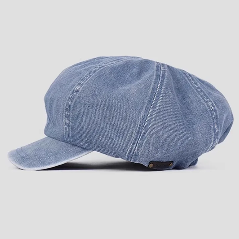 Retro Casual Women Newsboy Hat Spring Summer Thin Cotton Denim Beret Hat Vintage Grils Octagonal Cap Fashion Hip Hop Caps Gorras