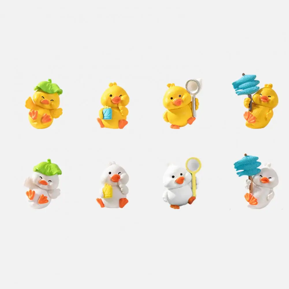 Smooth Surface Duck Figurine Cute Cartoon Duck Figurines Mini Gardening Art Dolls for Micro Landscape Resin for Car for Garden